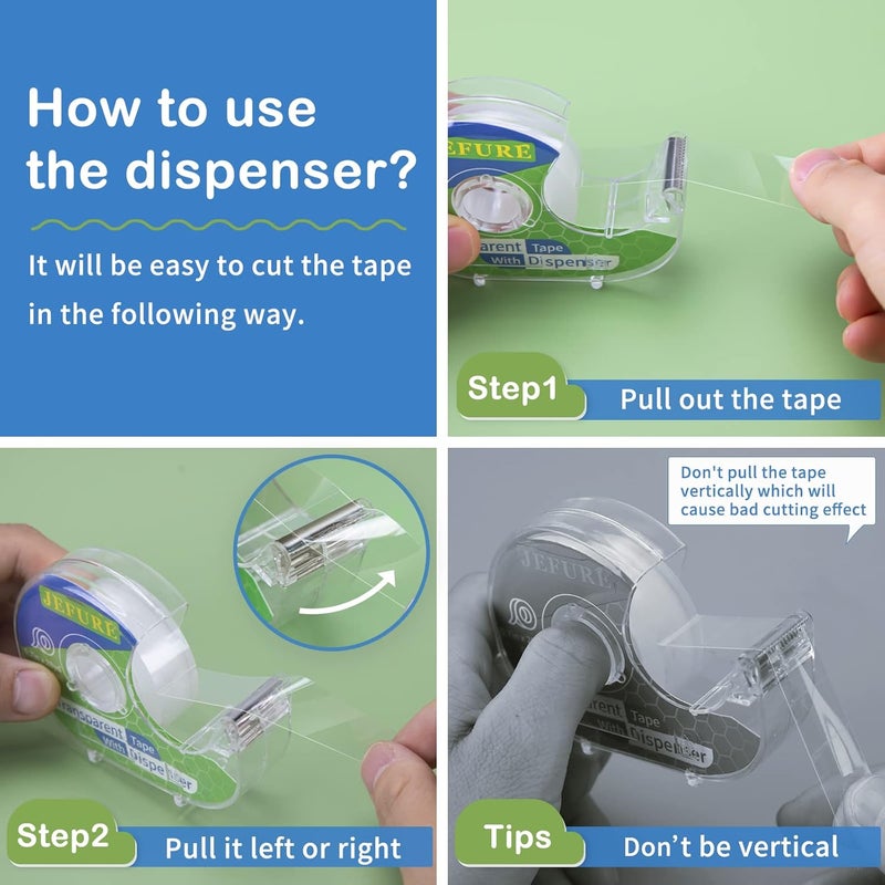 JEFURE 18 Pcs Transparent Tape with Dispenser, 0.7 x 1000 in Clear Tape Rolls Bulk, Office Tape Refills for Desk, Craft, and Gift Wrapping - Image 4